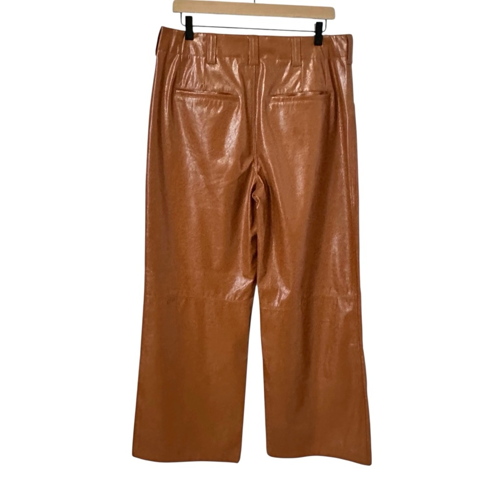 Free People Wide Leg Leather Pants Star Crossed Lovers Earthy Boho Neutral 12 - Picture 9 of 13